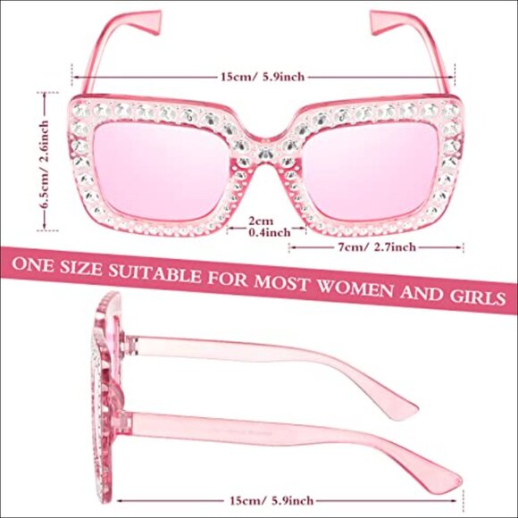 Acetate Rhinestone Sunglasses, Polarized Crystal Lenses, Retro Square Frame main image 4